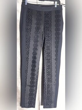KES Brazil Embroidered Geometric Knit Panel Stretch Pants Size 40 (US 8)